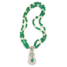  Suzanne Belperron Convertible Platinum, Emerald and Diamond Pendant Necklace