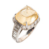 Pyramidal Cabochon Yellow Sapphire and Diamond Ring (No Heat)