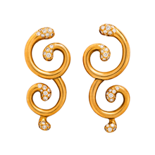  Angela Cummings 18K Yellow Gold and Diamond Scroll Earrings