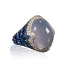 Asprey Blue Cabochon Chalcedony Diamond and Sapphire Ring