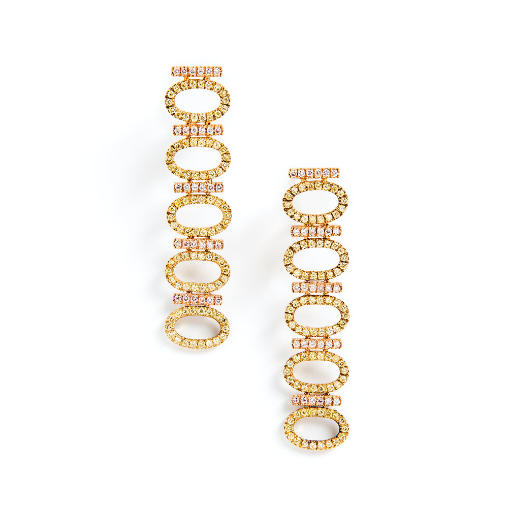 PINK AND YELLOW DIAMOND EARRINGS