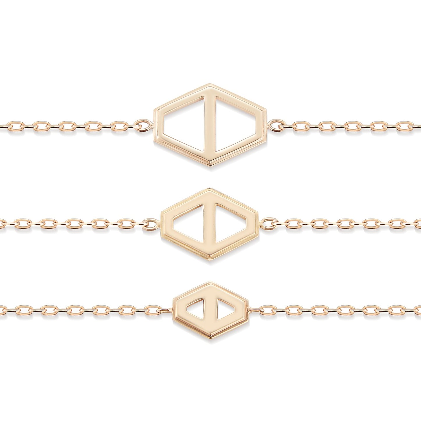 KEYNES 18K ROSE GOLD MEDIUM SIGNATURE HEXAGON BRACELET