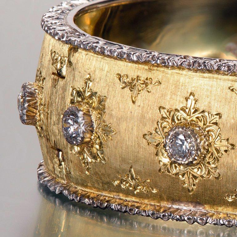 
                      
                        Buccellati Yellow Hinged Gold Bracelet with Diamonds - Tiina Smith Jewelry
                      
                    