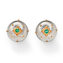  Buccellati 18k Gold and Emerald Button Earrings
