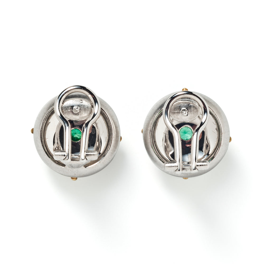 Buccellati 18k Gold and Emerald Button Earrings