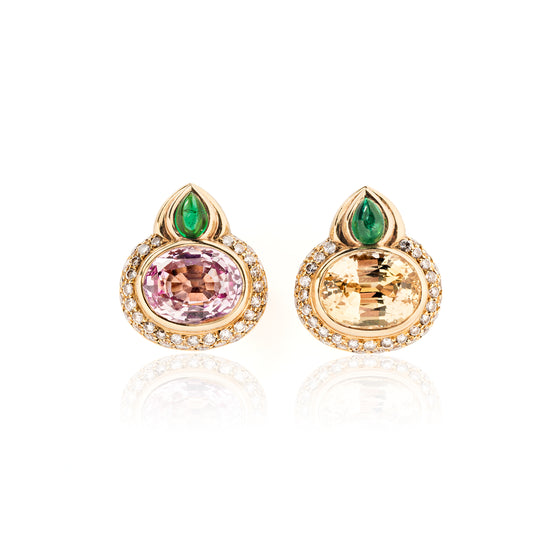 Bulgari Multicolored Sapphire, Emerald and Diamond Necklace and Ear Clips