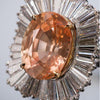 AGL Certified 7.70 Carat Natural Orange Oval Sapphire Diamond Ballerina Ring