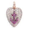 Sylva & Cie Champagne Diamond Heart Pendant with Ruby Anchor
