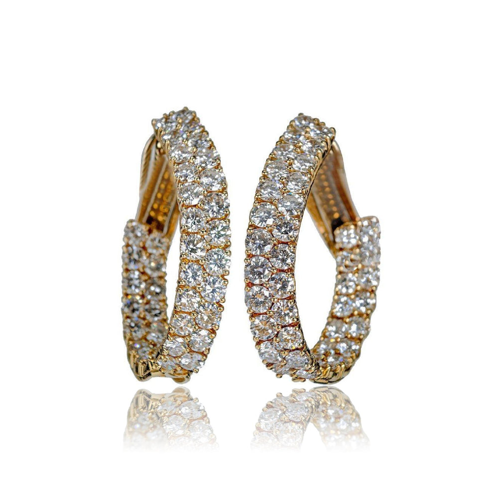 Diamond Yellow Gold Inside Out Oval Earrings