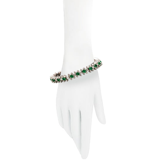 Emerald and Diamond Flower-Head Bracelet
