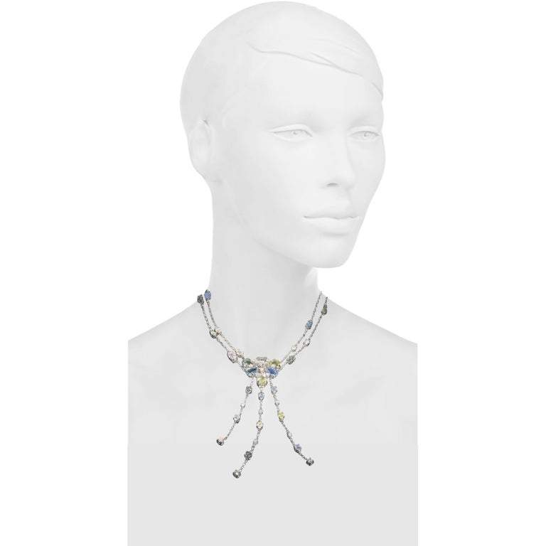 
                      
                        Fringed Flower-Head Necklace with Pale Green and Purple Sapphires and Diamonds
                      
                    