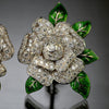 Oscar Heyman Diamond and Enamel Gardenia Earrings