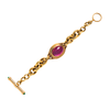 18k Yellow Gold Curb Link Bracelet with Interchangeable Citrine and Tourmaline Center