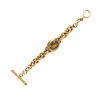 18k Yellow Gold Curb Link Bracelet with Interchangeable Citrine and Tourmaline Center