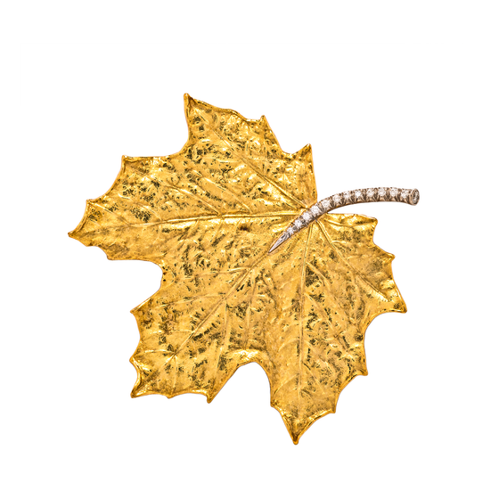 19k Gold and Diamond Leaf Brooch