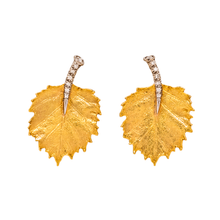  19k Gold and Diamond Leaf Earrings