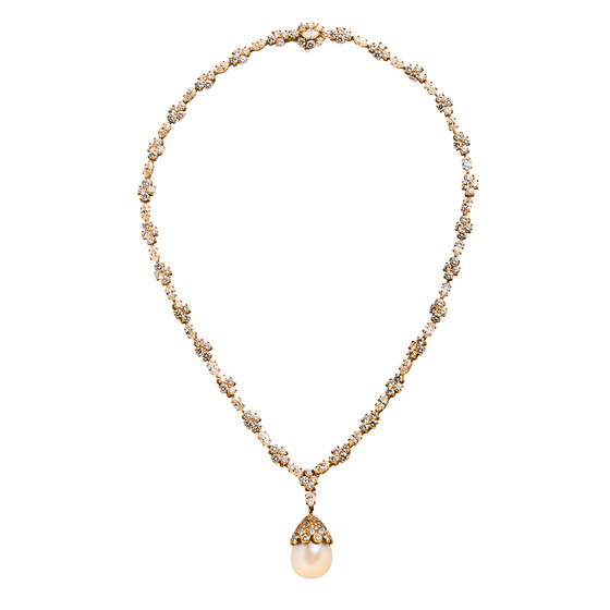 Harry Winston Cultured Pearl and Diamond Necklace