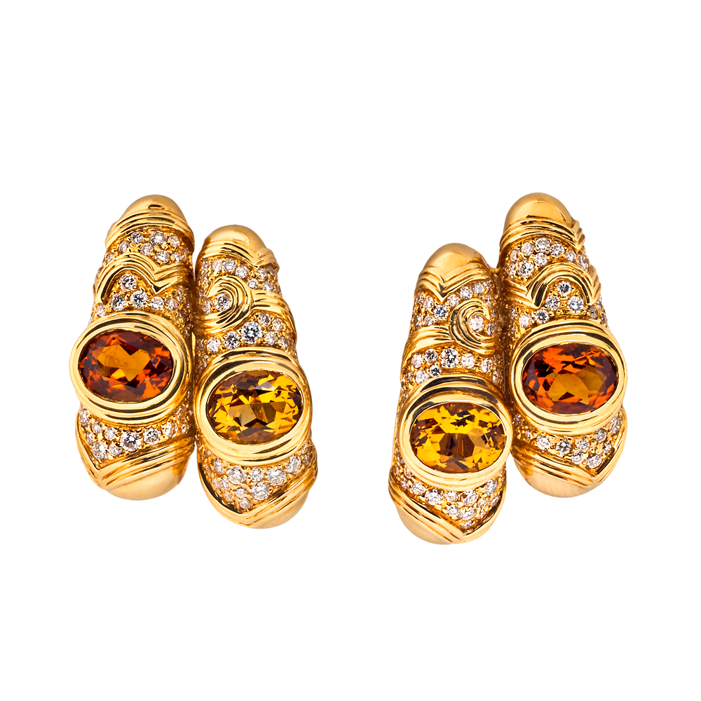 Marina B Citrine and Diamond Onda Beta Earrings