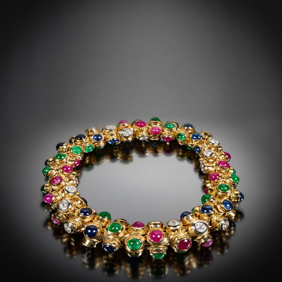 Moussaieff 18k Gold, Diamond, Ruby, Sapphire and Emerald Bracelet