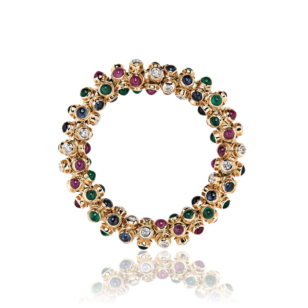 Moussaieff 18k Gold, Diamond, Ruby, Sapphire and Emerald Bracelet