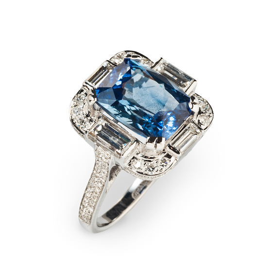 Art Deco-Style Sapphire and Diamond Ring