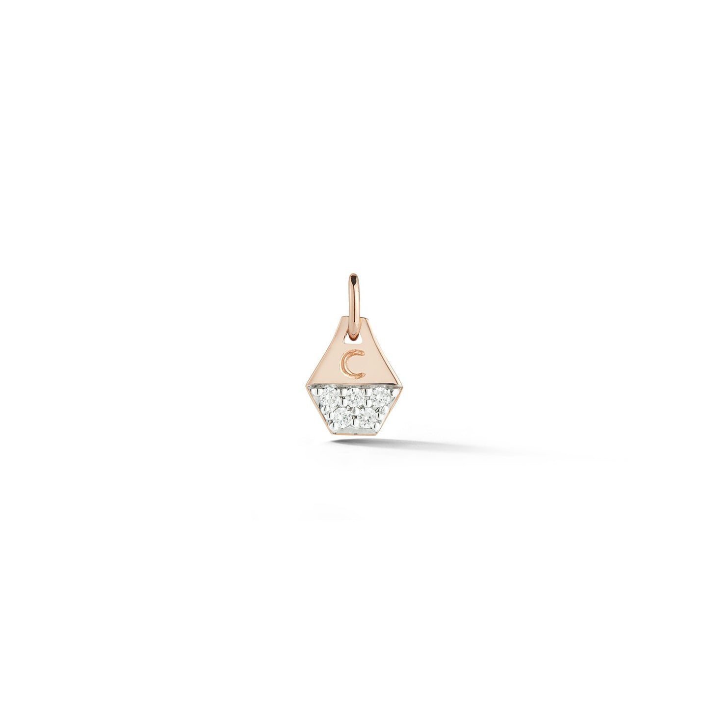 Dora 18K Rose Gold and Diamond Mini Hexagon Charm 
