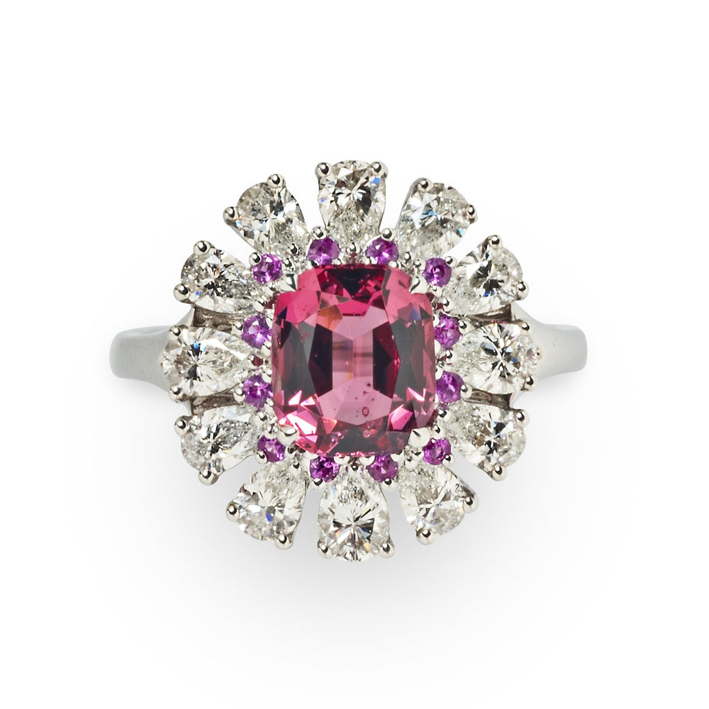 Pink Spinel, Pink Sapphire and Diamond Ring