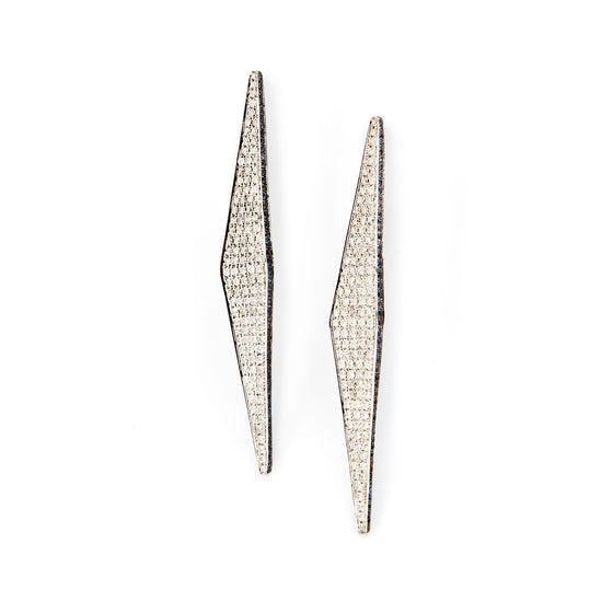 Ralph Masri Modernist Pavé Diamond & Sapphire Earrings