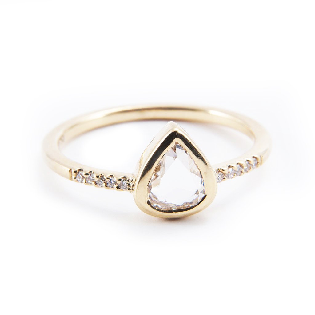 Rose Cut Pear Ring