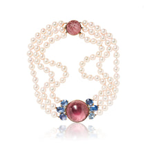  Seaman Schepps Pink Tourmaline, Sapphire, Cultured Pearl and Diamond Necklace
