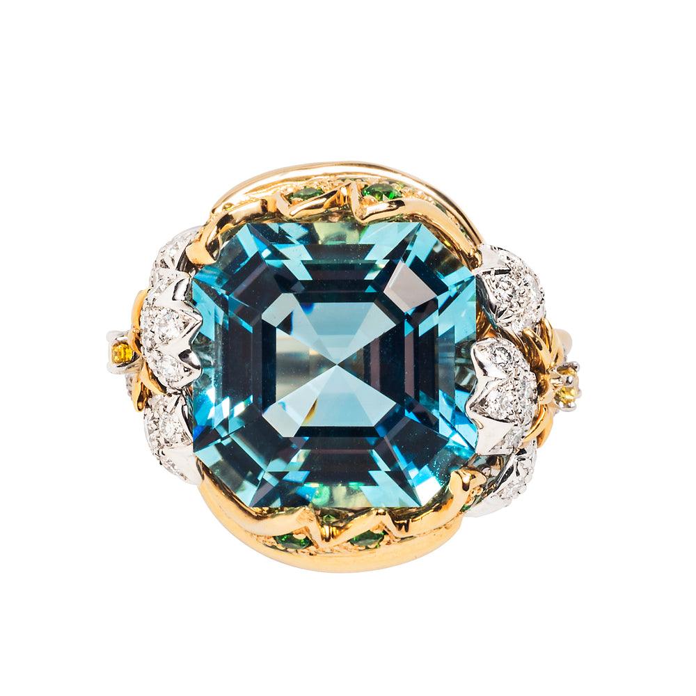 Jean Schlumberger for Tiffany & Co. Aquamarine, Diamond and Tsavorite Ring