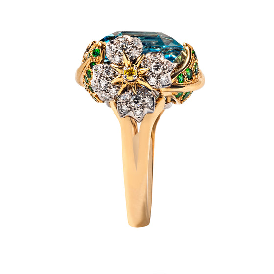 Jean Schlumberger for Tiffany & Co. Aquamarine, Diamond and Tsavorite Ring