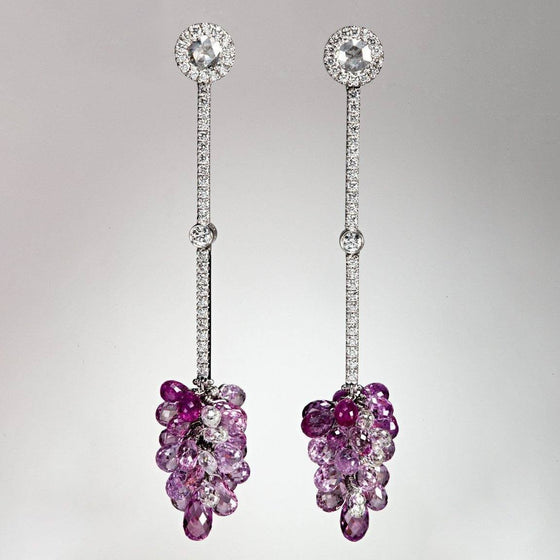 Sidney Garber Diamond and Pink Sapphire Earrings