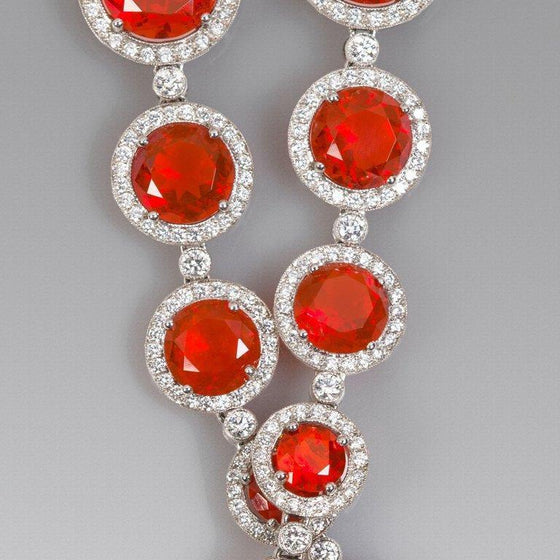 Tiffany & Co. Fire Opal and Diamond Drop Earrings