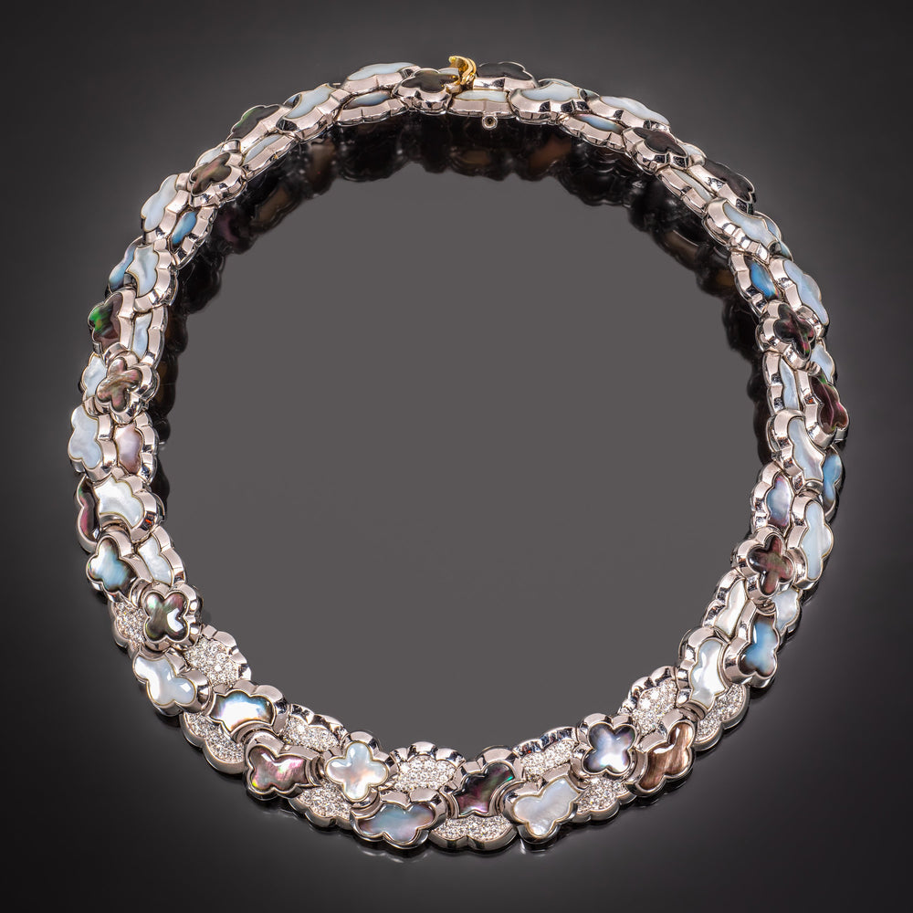 
                      
                        Van Cleef & Arpels Mother of Pearl and Diamond "Alhambra" Necklace
                      
                    