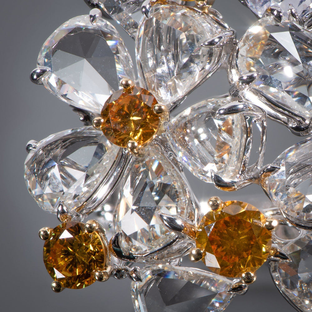 
                  
                    Orangy Yellow Diamond and Diamond Multi-Flower Ring - Tiina Smith Jewelry
                  
                