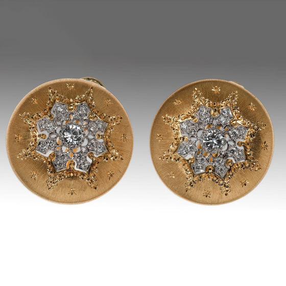 Buccellati Diamond and Yellow Gold Button Earrings