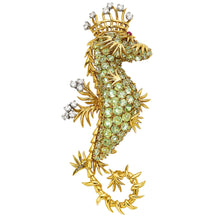  Jean Schlumberger for Tiffany & Co. Peridot, Diamond, Ruby and 18k Yellow Gold Seahorse Brooch