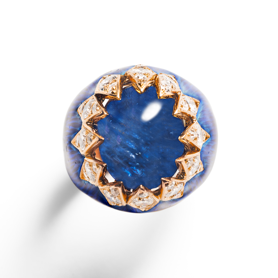 Van Cleef & Arpels Sapphire, Diamond and Enamel Dome Ring