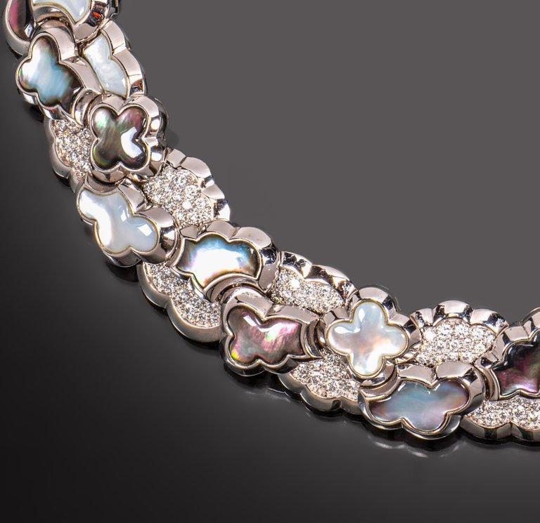 
                      
                        Van Cleef & Arpels Mother of Pearl and Diamond "Alhambra" Necklace
                      
                    