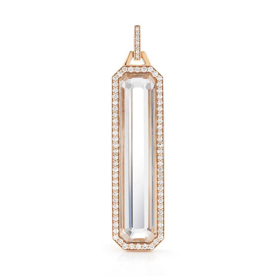 Walters Faith Diamond and Rock Crystal Tablet Pendant in Rose Gold