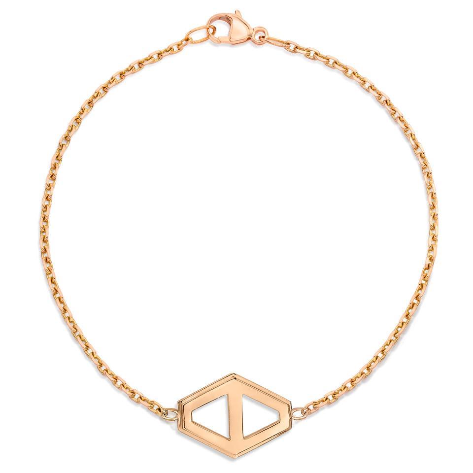 KEYNES 18K ROSE GOLD MEDIUM SIGNATURE HEXAGON BRACELET