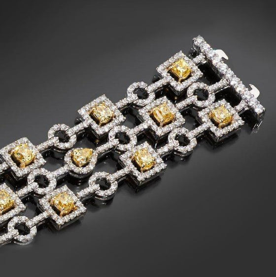 Yellow Diamond and Diamond Geometric Bracelet